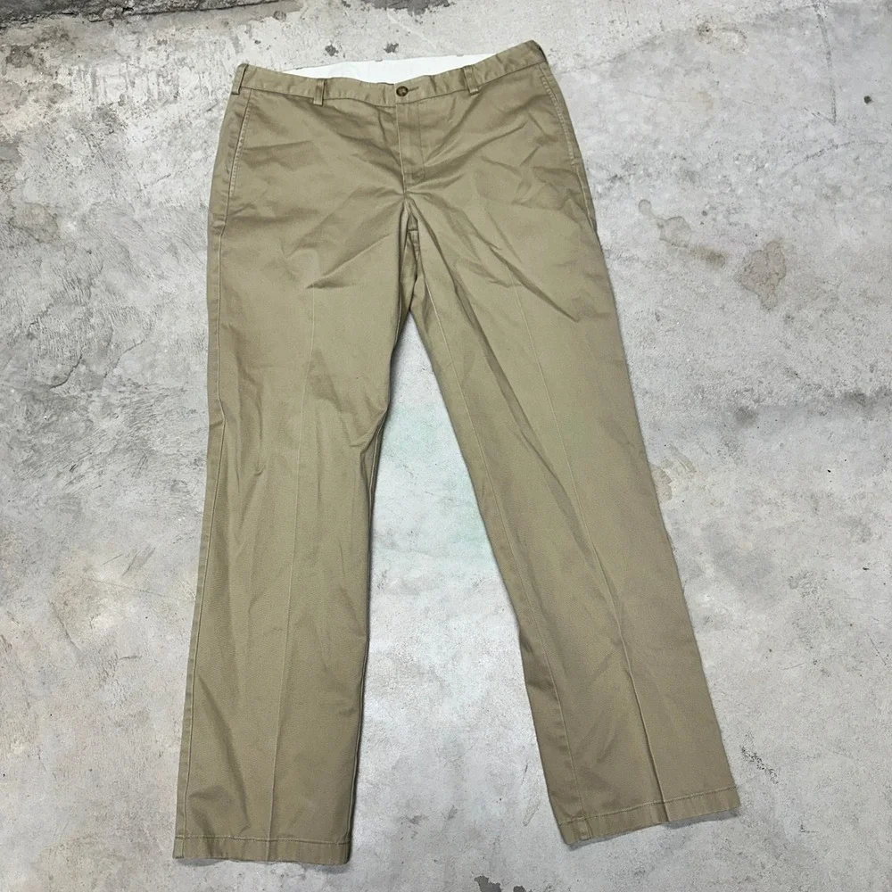 LL Bean Standard Fit Chinos‎ Khaki Tan Mens Size 36x34 Pleated